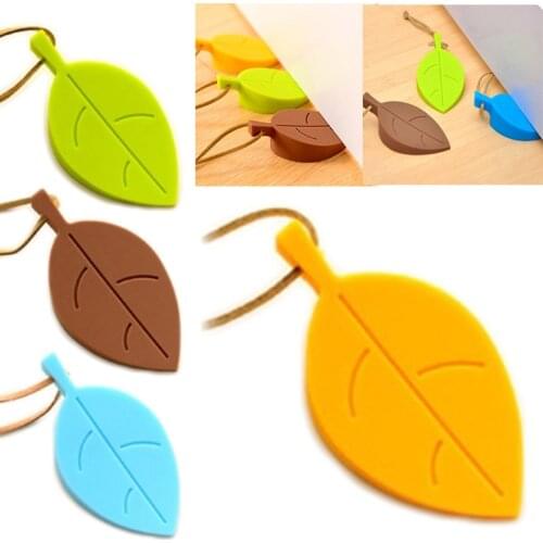 Anti-pinch Safety Baby Silicone Door Stop Security Card Home Decor 4 Colors Hanging Door Stopper Cute Cartoon Leaf Style