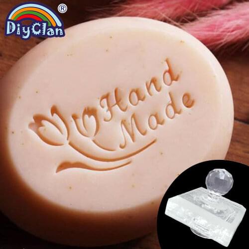 Cute Tulip Soap Making Stamp Mold Flower Pattern Clear Diy Organic Stamps Handmade Glass Soap Seal With Handle Acrylic Chapter