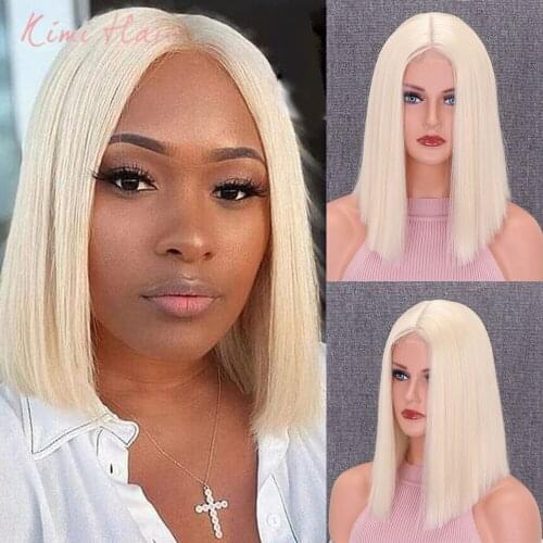 Kimi Hair Short Bob Straight Blonde Wig Cosplay Natural Hairline Synthetic Lace Wig Heat Resistant Hair