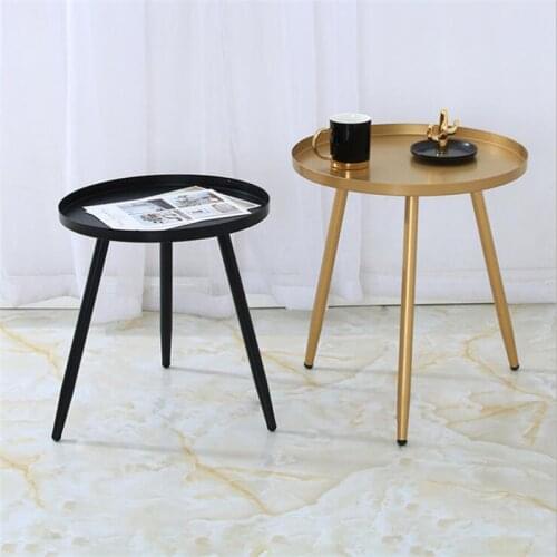 Folding Round Coffee Table Iron Sofa Small Side Table Hotel Bedside Table Black Gold End Table Coffee Tea Table