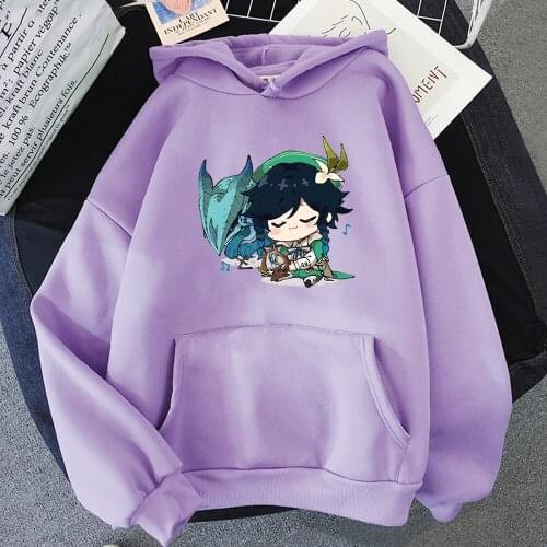 Game Cute Keqing Print Hoodie Genshin Impact Sweatshirts Punk Clothes Women Oversized Streetwear Men 2021 Harajuku Unisex Casual