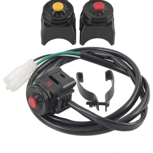 Red Yellow Universal Motorcycle Kill Switch Push Button Horn Starter Dirt Bike ATV UTV Dual Sport For 22mm Handlebar Mounted Bar