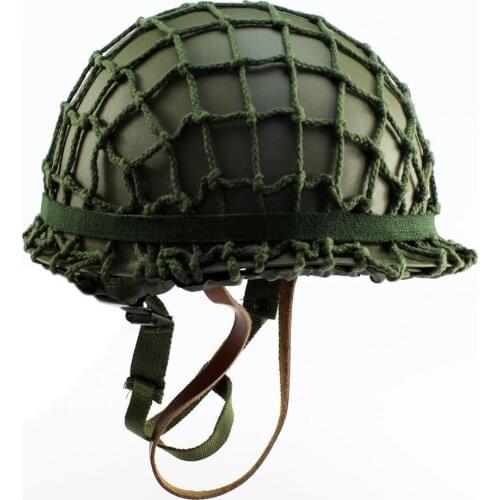 WWII WW2 US TACTICAL ARMY SOLDIER PARATROOPER M1 HELMET+COTTON CAMOUFLAGE+OD BAND CAT EYES - Soldier Military War Reenactments