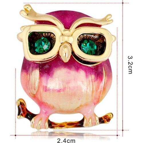 Ydgy Owl With Glasses Shape Brooch Bright Enamel Esmalte Bird Animal Clothing Accessories Women Brooches Hijab Pins Clips Gift