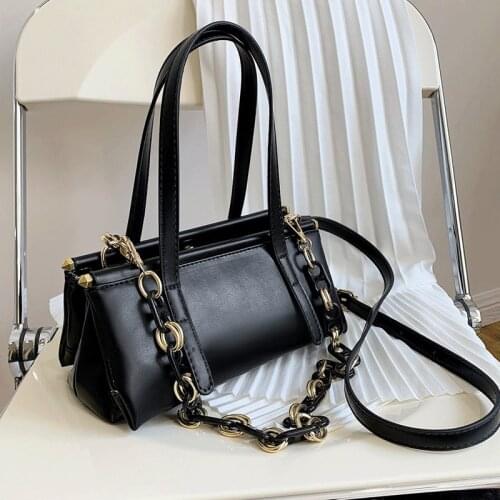 High Quality Women Leather Handbags Sac Vintage Crossbody Bags for Women Leather Shoulder Bags Solid Ladies Hand Bag Chain New