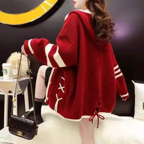 Woman Print Knitted Sweater Cardigans Female Single Breasted Long Sleeve Sweater Loose Sweater Tops Ladies Vintage Jumper H1241