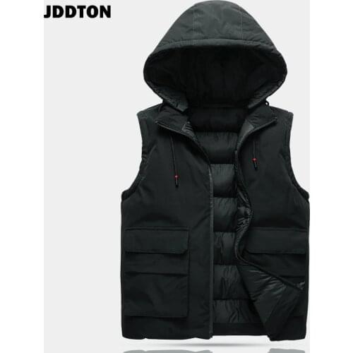 JDDTON New Mens Hooded Vests Solid Color Hoodies Coats Autumn Winter Cardigan Casual Loose Hip Hop Man Fashion Streetwear JE301