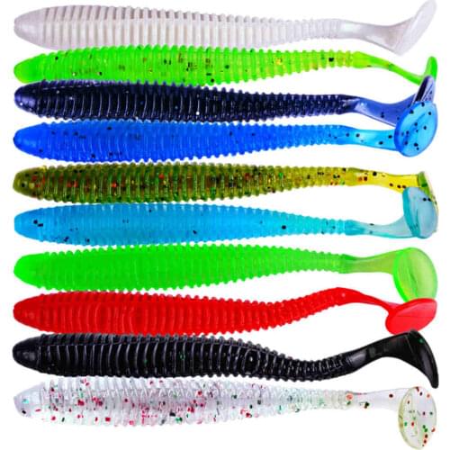 10pcs/bag 2.4g 8.5cm Artificial Silicone Soft Lure Japan Worm Shad Swimbaits Jig Head Fly Fishing For Bass Carp Pike Tackle