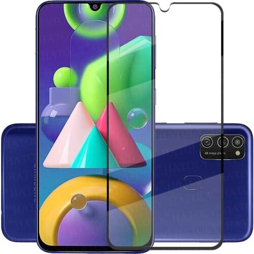 For Glass Samsung Galaxy M21 Tempered Glass Screen Protector HD Full Glue Phone Film Protective Glass on For Samsung Galaxy M21