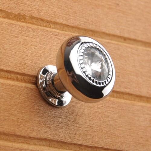 24mm rhinestone drawer shoe cabinet small knobs pulls silver chrome dresser door handle modern fashion furniture decoration knob