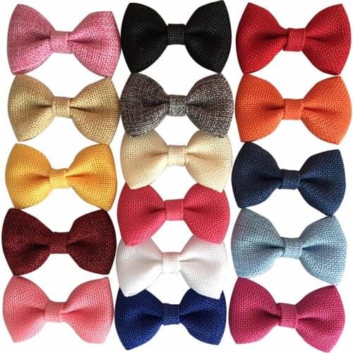 3" Burlap Hair Bows Baby Fabric Bows Clips Girls Bow hair Clips kids Hair Accessory 2pcs/lot Free Shipping