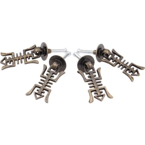 4Pcs Vintage Pull Knobs Antique Bronze Furniture Handle Cabinet Door Cupboard Drawer Kitchen Handle Furniture Hardware 45x25mm