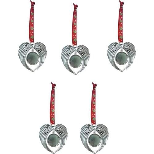 5Pcs Angel Wing Shaped Pendants Christmas Tree Ornaments Heart Shape DIY Pendant