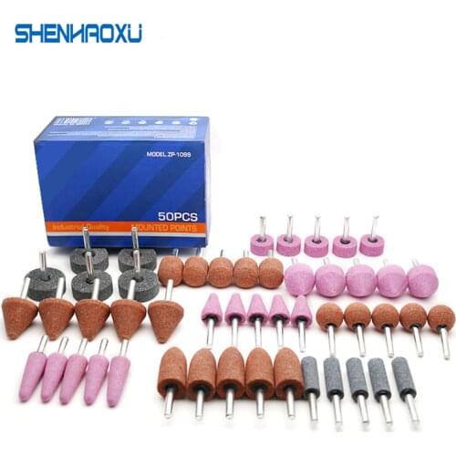 50pcs Abrasive Mounted Stone For DIY Dremel Rotary Tools Grinding Stone Wheel Head Tools Accessories Polishing Engraving Tips
