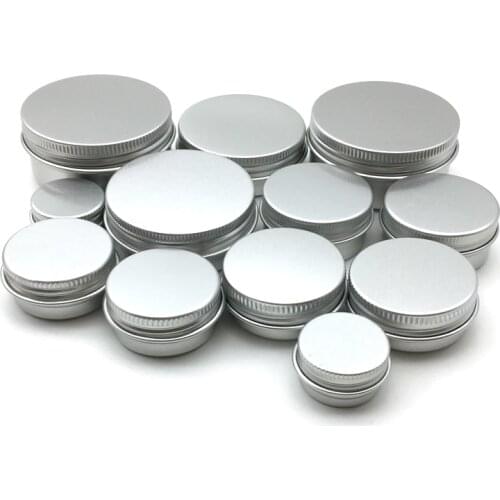 50Pcs Aluminum Tin Jars 5g 10g 15g 20g 30g 50g Metal Empty Cosmetic Face Care Eye Cream Lip Balm Gloss Packaging