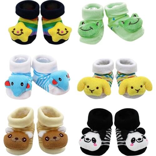 6 Pairs Baby Cartoon Cotton Socks Set Thicken Winter 3D Doll Middle Tube Socks Floor Socks Boots For Girls Cute Baby Warm Socks