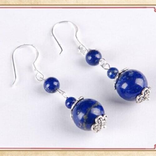 925 Sterling Silver Earrings Iapis Iazuli Earrings Earrings Ethnic Female Jewelry
