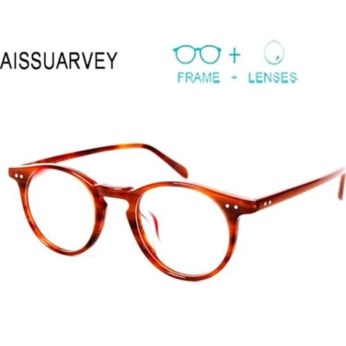 Acetate Transparent Glasses Frames for Women Men Handmade Optical Round Eyeglasses Frame Vintage Prescription Clear Designer