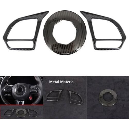 Car Metal Carbon Fiber Steering Wheel Cover Trim Decoration Frame for MG ZS EV HS MG6 MG5 EZS 2018-2021 Accessories
