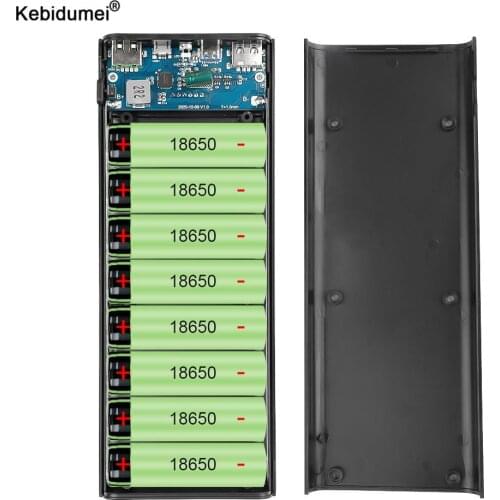 Quick Charge 8*18650 Battery Holder Dual USB Power Bank Battery Box Mobile Phone Charger DIY Shell Case Charging Storage Case