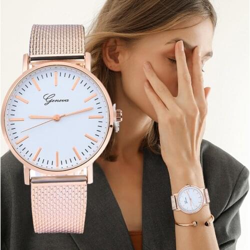 Relogios Feminino Saat Bayan New Geneva Mesh Strap Ladies Watch Women Classic Quartz Slicone Watch Ladies Watch Reloj Para Mujer