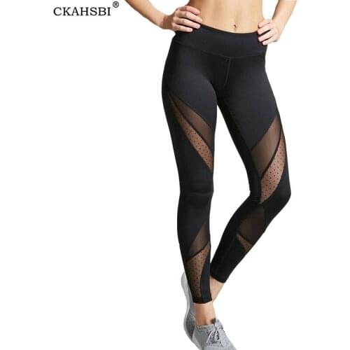 CKAHSBI Fitness Legging Black Yoga Pants High Waist Women Sexy Trousers Mesh Elastic Running Sport Pants Quick Dry Gym Leggings