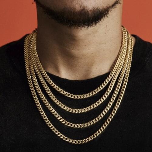 D&Z Hip Hop Rappers Cuban Chain Width 6mm 20" 24" 26 '' 30" Gold Silver Color Stainless Steel Cuban Link Necklace Jewel