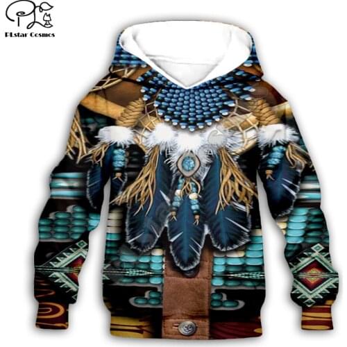 Kids Baby Boy Girl Black Native Indian Lakota Skull print 3d Hoodies Tracksuit Children wear Set Cute Sweatshirts -7