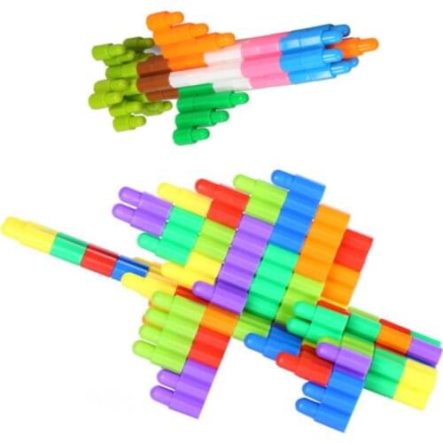 Children Educational Bullet Building Blocks Colorful Plastic 3D Construction Assembly Interconnect Insert Games Toys for Kids