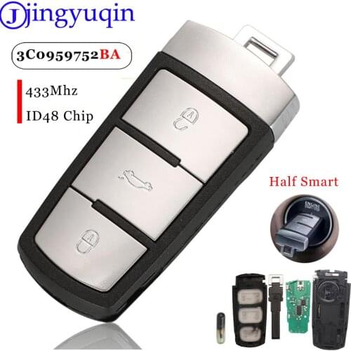 433MHz 3 Buttons Keyless Uncut Flip Smart Car Remote Key Fob with ID48 Chip 3C0959752BA for VW Passat B6 3C B7 Magotan CC