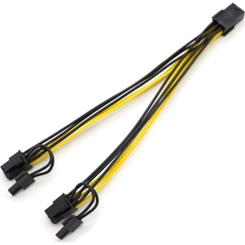 UL1007 18AWG PCI-E 6pin Female to Dual 8pin(6+2) Y-Splitter Video Card Power Adapter Cable