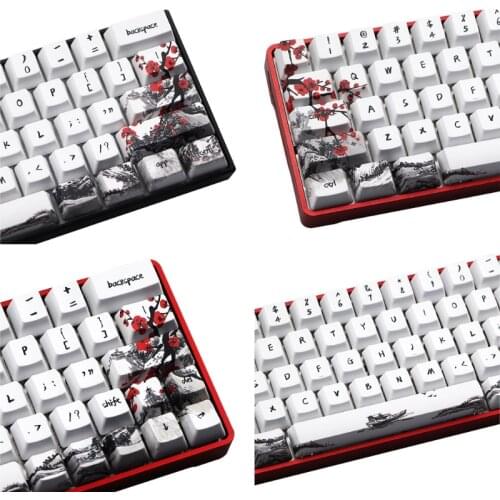 71 Keys Wangjiang Plum Blossom Keycap Dye Sublimation OEM For GH60 GK61 GK64 N84A