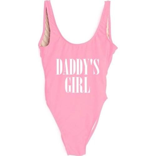 Daddy"s Girl cute bodysuit women one piece suit high cut jumpsuit backless swimwear beachwear summer monokini jumpsuit