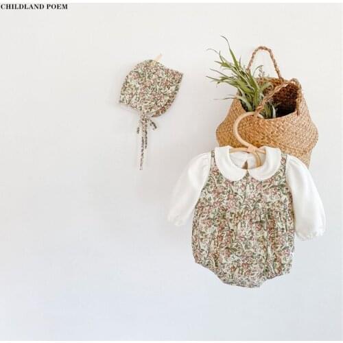 Baby Girls Clothes Set Newborn Baby Clothing Set Autumn Cotton Princess Infant Toddler Baby Outfits Baby Romper Tops Hat 3pcs