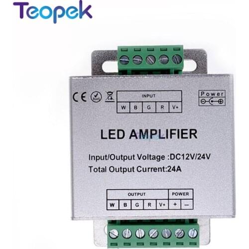 RGBW /RGB LED Amplifier DC12 - 24V 24A 4 Channel Output RGBW/RGB LED Strip Power Repeater Console Controller
