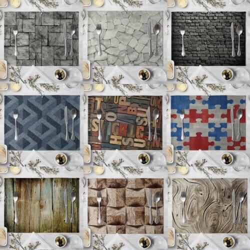 40x30cm Placemat for Dining Table Stone Wood Grain Coaster Creative Printed Heat-resistant Kitchen Dining Accessories
