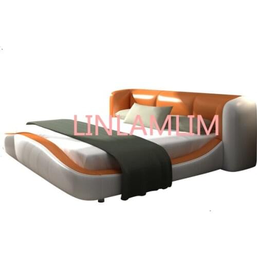 Real Genuine cow leather bed Soft Beds Bedroom camas lit muebles de dormitorio yatak mobilya quarto unique designer furniture