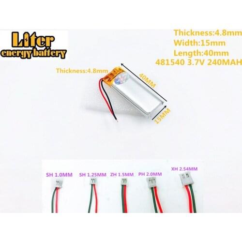 481540 3.7V 240mah li-polymer rechargeable battery for 3.7V 240MAH 481540 GPS MP3 MP4 MP5 Lithium polymer battery