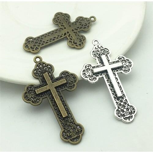 LJJAGLL 6pcs/lot 33*54mm Zinc Alloy Vintage Religion Cross Charm Big Holy Cross Pendant Charms DIY Jewelry Finding AZJ005