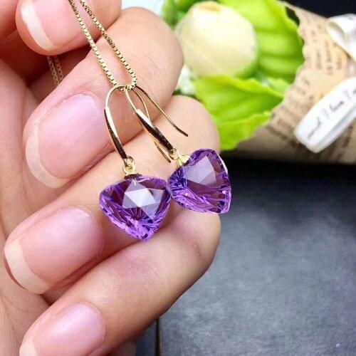 The Best Gift Natural Natural Amethyst Earrings 18K Gold High Jewelry Natural Natural Amethyst Earrings