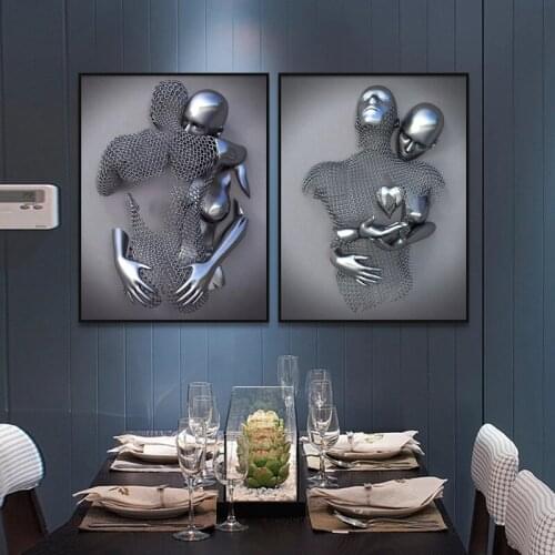 Metal Figure Statue Art Canvas Painting Romantic Abstract Posters and Prints Wall Pictures Modern Living Room Home Decoration