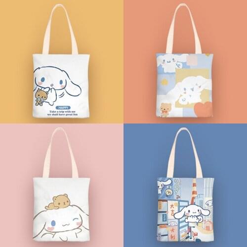 38Cm Cinnamoroll Hellow Kittys Cartoon Kawaii Plush Toys Canvas Bag Cut Anime Stuffed Kawaii Doll Periphery Toys Birthday Gift