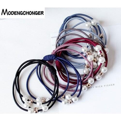 Girls Sweet Pearl Elastic Hair Bands Princess Ponytail Holder Gum For Hair Scrunchies Headband Rubber Band Kids Hair Accessories