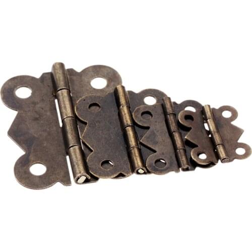 10Pcs Mini Butterfly Door Hinges Antique Bronze Cabinet Drawer Jewellery Box Decorate Hinge For Furniture Hardware with Screws