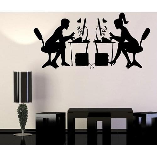 Wall Decal Couple Love Romance Chat Social Network Computer Interior Decor Door Window Vinyl Stickers Removable Wallpaper Q938