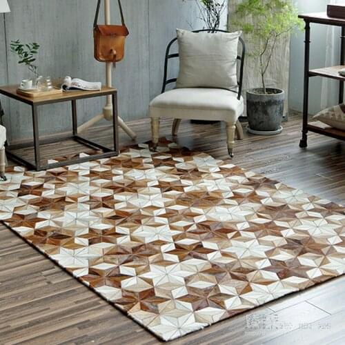 Genuine Cowhide Leather Patchwork Rug For Living Room Bedroom Extra Large Is 200*300cm Handmade For 100% Natural Cowhide Carpet