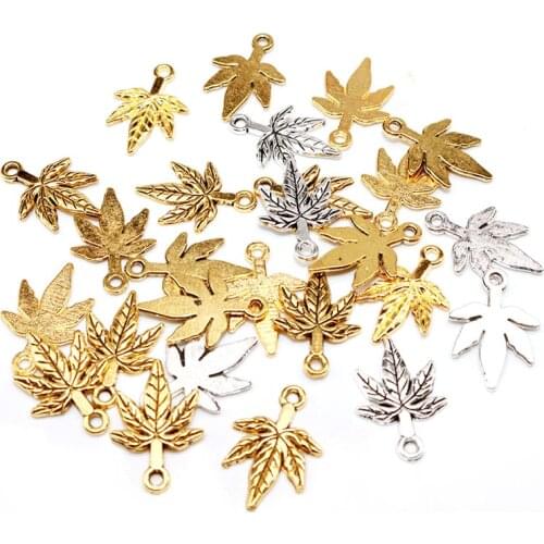 Wholesale Price Tibetan Silver Plated Maple Leaf Spacer Beads Pendant Retro Leaves Leaf Charm Pendant Charms Diy Jewelry Making