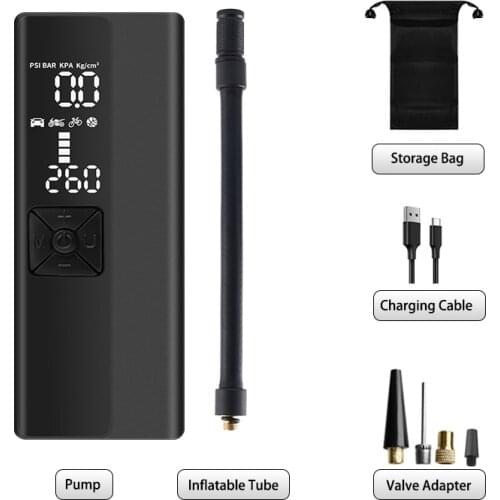 Rechargeable Air Compressor Portable Inflator Electric Tire Pressure Pump for Car Tires air Pump with LED Emergency Light