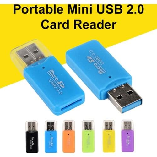 Mini Portable Card Reader USB 2.0 TF Micro SD Memory Card Reader for PC Laptop Computer Card Writer Adapter Flash Drive