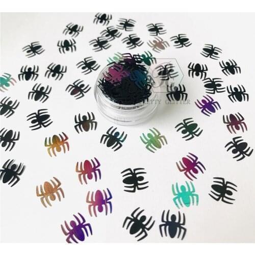 PrettyG 1 Box Spider Holographic Glitter Sequins for Resin DIY Making Art Craft Nail Makeup Decoration Accessories